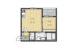 Lien渡橋 1階1LDKの間取り