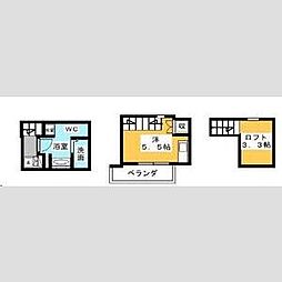 ル　サブール 2階ワンルームの間取り