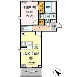 TSコート広崎 106 1階1LDKの間取り