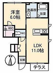 グランヒルズ青江 1階1LDKの間取り