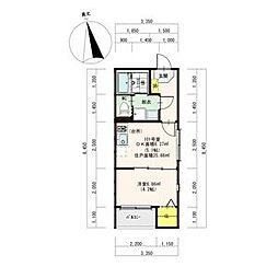 ハーモニーテラス紅雲町II 1階1DKの間取り