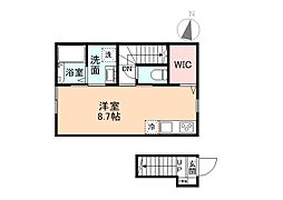 ＥｄｇｅＭｏｍｅｎｔ長江 201 2階ワンルームの間取り