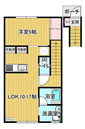 グランデドゥ 2階1LDKの間取り