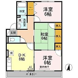 ヴァンベールＨＦ 2階3DKの間取り