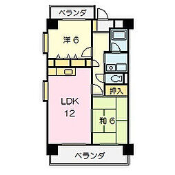 ファミーユDAISHIN 6階2LDKの間取り