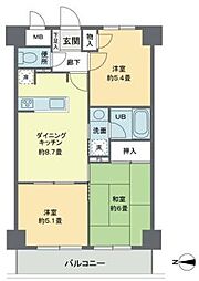 リヴィエルバーグ西大島 3階3DKの間取り