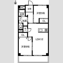 笠東ハイツ 3階2LDKの間取り