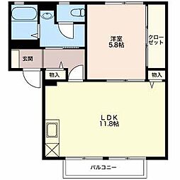 ハイネス21 Ｂ 2階1LDKの間取り
