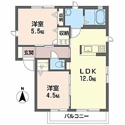 シャーメゾン・クレメンテ　Ｂ棟 101 1階2LDKの間取り