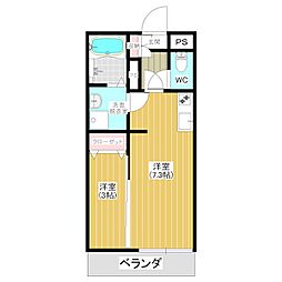 トレス天満Ｃ 2階1DKの間取り