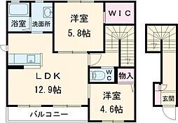 Ｐｒｉｍｏ　Ａｍｏｒｅ　Ａ棟 2階2LDKの間取り