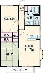 ピュアフィールドＡ 1階2LDKの間取り