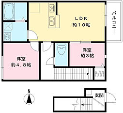 Ｇｌｏｒｉｏｓａ 202 2階2LDKの間取り