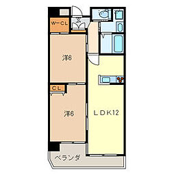 ナカムラビルヂング 4階2LDKの間取り