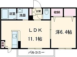 サニーヒル杉水　II 2階1LDKの間取り