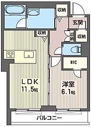 JR上越線 群馬総社駅 徒歩23分の賃貸マンション 3階1LDKの間取り
