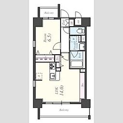 ツインアウルズ 9階1LDKの間取り
