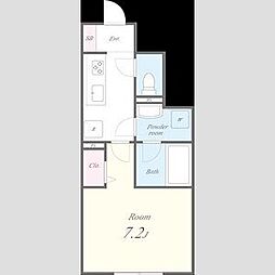 ポートパレス東海通 1階1Kの間取り