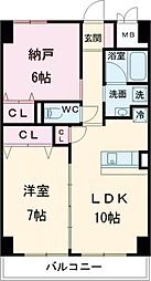 アルペンローゼ 2階1SLDKの間取り