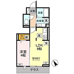 （仮称）D-ROOM甲州街道 1階1LDKの間取り