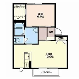 ユーフォリア駅南 Ａ 201 2階1LDKの間取り