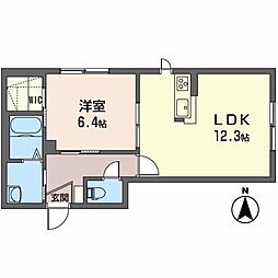 シャーメゾンＬＶ 202 2階1LDKの間取り