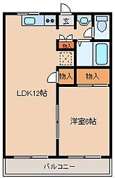 オレンジハイツ池田 2階1LDKの間取り