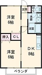 ロッジ久保田A 2DKの間取図画像