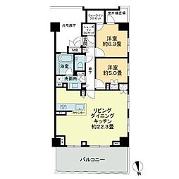 ザ・パークハウス鹿児島中央タワー 10階2LDKの間取り