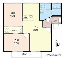 シンセリティ 1階2LDKの間取り