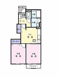 フレグランスF 2DKの間取図画像