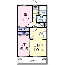 フィオーレ伴 2LDKの間取図画像
