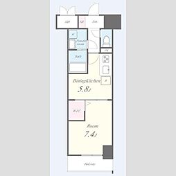 グランパークタワー 13階1DKの間取り