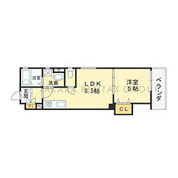 クリエオーレ郡津II 1階1LDKの間取り