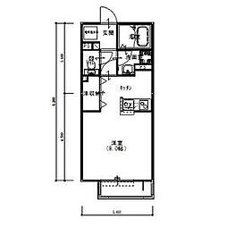 ベアグラス 2階ワンルームの間取り