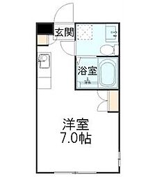 オーバル柏 地下1階ワンルームの間取り