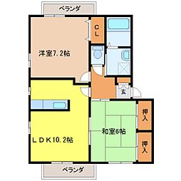ソレイユ・アン 1階2LDKの間取り