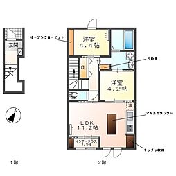 Woodstock Nest 2階2LDKの間取り