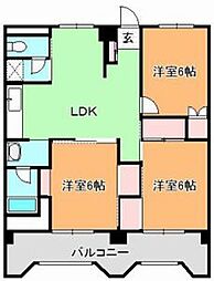 JR両毛線 小俣駅 徒歩25分の賃貸マンション 3階3LDKの間取り