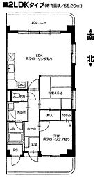 エルパーク浮島 3階2LDKの間取り