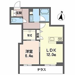 マグノリア上杉 1階1LDKの間取り