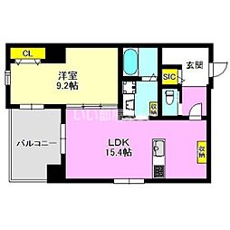 上毛電気鉄道 中央前橋駅 徒歩13分の賃貸マンション 5階1LDKの間取り