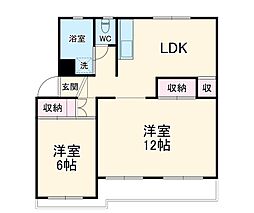 志津グリーンヒルＢ棟 4階2LDKの間取り