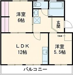 コーポ西栄 4階2LDKの間取り
