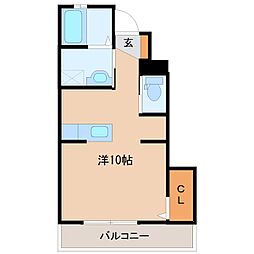 アクアプレイズ 1階1Kの間取り