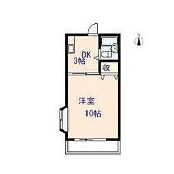 出雲創造II 2階1DKの間取り