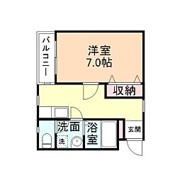 プチメゾン花ノ庄 3階1Kの間取り