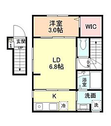 ＩＮＴＥＧＲＡＬ羽広 2階1LDKの間取り