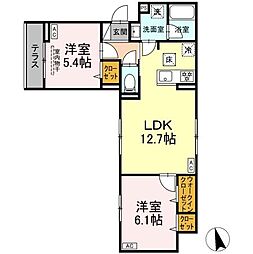 グラナーデ江戸川B 102 1階2LDKの間取り