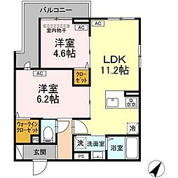 セレスティア細田B 301 3階2LDKの間取り